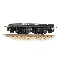 Bachmann Narrow Gauge OO-9 Scale, 393-176 Private Owner (Ex RNAD) Flat Wagon 53479, 'Serpent B' Statfold Barn Railway Grey Livery small image
