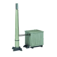 Bachmann Scenecraft OO Scale, 44-0195A GSM-r Telecom Cabin and Monopole, Grey Cabin small image