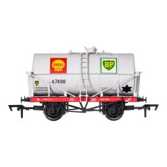 Dapol OO Scale, 4F-058-002 Private Owner 14T Class A Anchor Mounted Tank Wagon A7498, 'Shell BP', Silver Livery small image