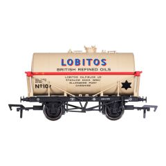 Dapol OO Scale, 4F-058-005 Private Owner 14T Class A Anchor Mounted Tank Wagon 107, 'Lobitos', Stone Livery small image