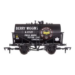 Dapol OO Scale, 4F-059-005 Private Owner 14T Class B Anchor Mounted Tank Wagon 101, 'Berry Wiggins', Black Livery small image