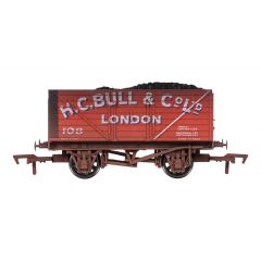 Dapol OO Scale, 4F-080-131 Private Owner 8 Plank Wagon, End Door 108, 'H.C.Bull & Co. Ltd', Red Livery, Includes Wagon Load, Weathered small image