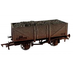 Dapol OO Scale, 4F-051-054 BR 5 Plank Wagon, 10' Wheelbase M318246, BR Grey Livery, Includes Wagon Load, Weathered small image