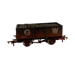 Dapol OO Scale, 4F-051-058 GWR 5 Plank Wagon, 10' Wheelbase 251250, GWR Grey (large GW) Livery, Includes Wagon Load, Weathered small image