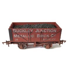 Dapol OO Scale, 4F-071-153 Private Owner 7 Plank Wagon, 10' Wheelbase 26, 'Buckley Junction Metallic Brick Co', Red Livery, Includes Wagon Load, Weathered small image