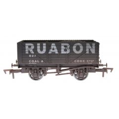 Dapol OO Scale, 4F-071-165 Private Owner 7 Plank Wagon, 10' Wheelbase 827, 'Ruabon', Black Livery, Includes Wagon Load, Weathered small image