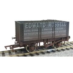 Dapol OO Scale, 4F-072-020 Private Owner 7 Plank Wagon, 9' Wheelbase 143, 'Edward Russell', Grey Livery, Includes Wagon Load, Weathered small image