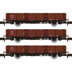 Rapido Trains UK N Scale, 956002 BR OAA Open Wagon 100016, 100026 & 100013, BR Bauxite Livery small image
