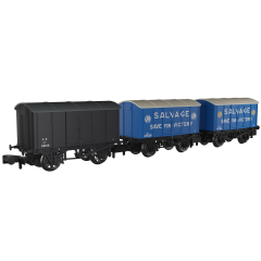 Rapido Trains UK N Scale, 961004 GWR GWR Van Diag V16 'Mink A' 69131, 47528 & 47305, GWR Blue (Salvage, Save for Victory) Livery small image