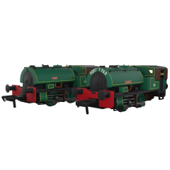 Rapido Trains UK OO Scale, 968001 Private Owner Bagnall 'Port of Par' 0-4-0ST, 'Judy' & 'Alfred' 'Port of Par', Lined Dark Green Livery, DCC Ready small image
