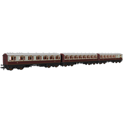 Rapido Trains UK OO Scale, 978009 LNWR 48' 'Evolution' Brake Third Non-Corridor, 48' 'Evolution' Third Non-Corridor & 48' 'Evolution' Composite Non-Corridor 6665, 2410 & 4220, LNWR Lined White & Plum Livery small image