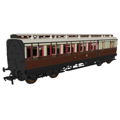 Rapido Trains UK OO Scale, 978014 GWR 48' 'Evolution' Brake Third Non-Corridor 1476, GWR Chocolate & Cream (Garter Crest) Livery small image