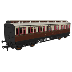 Rapido Trains UK OO Scale, 978016 GWR 48' 'Evolution' Composite Non-Corridor 8233, GWR Chocolate & Cream (Garter Crest) Livery small image