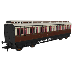 Rapido Trains UK OO Scale, 978043 GWR 48' 'Evolution' First Brake Non-Corridor 8065, GWR Chocolate & Cream (Garter Crest) Livery small image