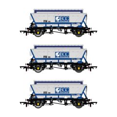 Accurascale OO Scale, ACC2521 Private Owner (Ex BR) CDA Covered Hopper 375047, 375098 & 375097, 'ECC International', Blue Livery Pack A small image