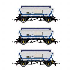 Accurascale OO Scale, ACC2527 Private Owner (Ex BR) CDA Covered Hopper 375003, 375046 & 375100, 'ECC International - Debranded', Blue Livery Pack F small image