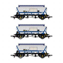 Accurascale OO Scale, ACC2528 Private Owner (Ex BR) CDA Covered Hopper 375025, 357070 & 375132, 'ECC International - Debranded', Blue Livery Pack G small image
