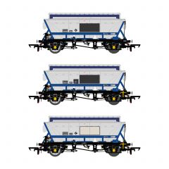 Accurascale OO Scale, ACC2529 Private Owner (Ex BR) CDA Covered Hopper 375006, 375073 & 375125 (--), 'ECC International - Debranded', Blue Livery Pack H small image