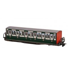 Peco OO-9 Scale, GR-601B Festiniog Railway (Ex FR) FR 'Bowsider' Short Bogie Coach 18, FR Green & White Livery small image