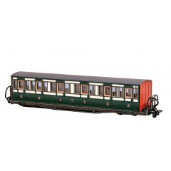 Peco OO-9 Scale, GR-621A Festiniog Railway (Ex FR) FR 'Bowsider' Long Bogie Coach 19, FR Green & White Livery small image