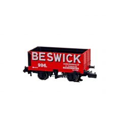 Peco N Scale, NR-7020P Private Owner 7 Plank Wagon, End Door 996, 'James Beswick', Red Livery small image