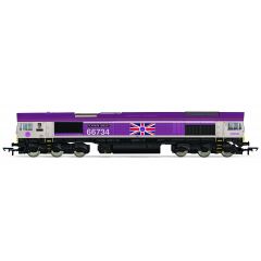 Hornby OO Scale, R30332 GBRf Class 66/7 Co-Co, 66734, 'Platinum Jubilee' GBRf GB Railfreight 'Platimun Jubilee' Livery, DCC Ready small image