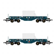 Accurascale OO Scale, ACC1118 DRS FNA-D Nuclear Flask Carrier Wagon 11 70 9229 034-7 & 11 70 9229 011-5, DRS Teal Livery, Includes Wagon Load small image