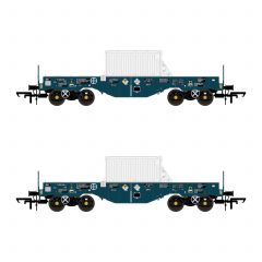 Accurascale OO Scale, ACC1119 DRS FNA-D Nuclear Flask Carrier Wagon 11 70 9229 040-4 & 11 70 9229 012-3, DRS Teal Livery, Includes Wagon Load small image