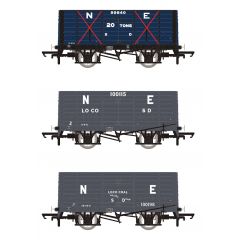 Accurascale OO Scale, ACC2821 LNER (Ex NER) NER 20T Hopper, 8 Plank, Diagram Q3 99840, 100115 & 100198, LNER Grey Livery & NER Blue small image