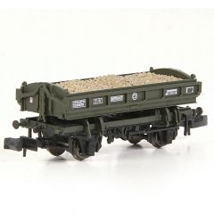 EFE Rail N Scale, E87537 BR 14T 'Mermaid' Side Tipping Ballast Wagon DB989394, BR Departmental Olive Green Livery, Includes Wagon Load small image