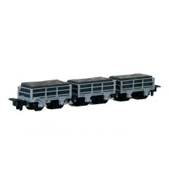 Peco OO-9 Scale, GR-321 Freelance 2T Slate Wagons Grey Livery 2 Unbraked & 1 Braked, Includes Wagon Load small image