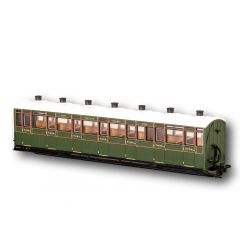 Peco OO-9 Scale, GR-441A SR (Ex L&B) L&B Third Coach 2469, SR Lined Maunsell Olive Green Livery small image