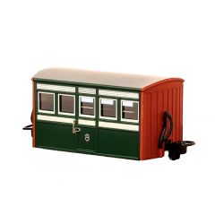 Peco OO-9 Scale, GR-551 Festiniog Railway (Ex FR) FR 'Bug Box' First Class Coach 2, FR Green & White Livery small image