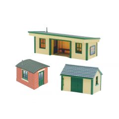 Peco N Scale, NB-16 Wooden Platform Shelter with Timber and Brick Huts small image