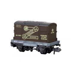 Peco N Scale, NR-20 BR Conflat Wagon B73570, BR Grey Livery, Includes Wagon Load small image