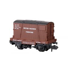Peco N Scale, NR-22 BR Conflat Wagon B73570, BR Bauxite Livery, Includes Wagon Load small image
