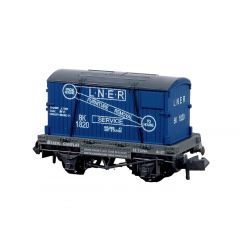 Peco N Scale, NR-24 BR Conflat Wagon B73570, BR Grey Livery, Includes Wagon Load small image