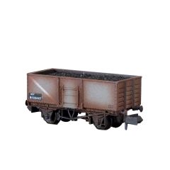 Peco N Scale, NR-44BW BR 16T Steel Mineral Wagon, Top Flap Doors B132467, BR Grey Livery, Weathered small image