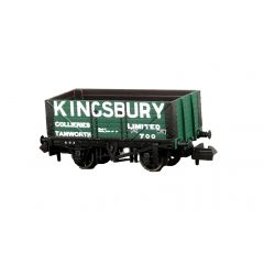 Peco N Scale, NR-7016P Private Owner 7 Plank Wagon, End Door 700,  'Kingsbury Collieries Limited', Green Livery Livery small image