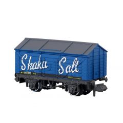 Peco N Scale, NR-P121 Private Owner 10T Covered Salt Van 166, 'Shaka Salt', Blue Livery small image