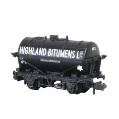 Peco N Scale, NR-P176B Private Owner 14T Tank Wagon No. 2, 'Highlands Bitumens Ltd', Black Livery small image
