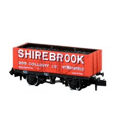 Peco N Scale, NR-P413 Private Owner 7 Plank Wagon, 10' Wheelbase 205, 'Shirebrook Colliery Ltd', Red Livery small image