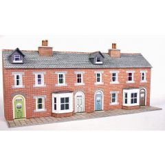 Metcalfe N Scale, PN174 Terraced House Fronts in Red Brick, Low Relief small image