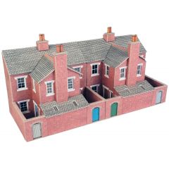 Metcalfe OO Scale, PO276 Terraced House Backs in Red Brick, Low Relief small image
