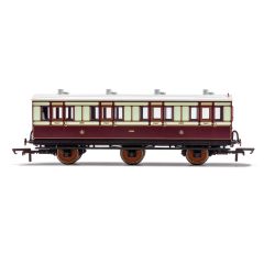 Hornby OO Scale, R40073 LNWR Six Wheel First 1889, LNWR Lined White & Plum Livery small image