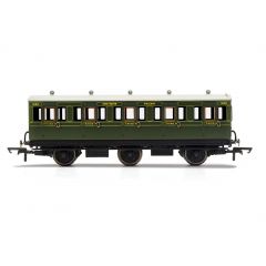 Hornby OO Scale, R40086A SR Six Wheel Third 1909, SR Lined Maunsell Olive Green Livery small image