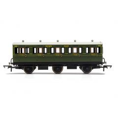 Hornby OO Scale, R40132 SR Six Wheel Third 1908, SR Lined Maunsell Olive Green Livery small image