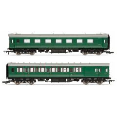 Hornby OO Scale, R4534E BR Push - Pull (Rebuilt Maunsell) S1351S & S6687S, Set 601, BR Green Livery Coach Pack small image