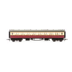 Hornby OO Scale, R4684A BR (Ex GWR) Collett 'Bow Ended' Third Corridor W4910W, BR Crimson & Cream Livery small image