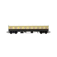 Hornby OO Scale, R4874 GWR Collett 57' 'Bow Ended' E131 Nine Compartment Composite Left Hand 6360, GWR Chocolate & Cream (Shirtbutton) Livery small image